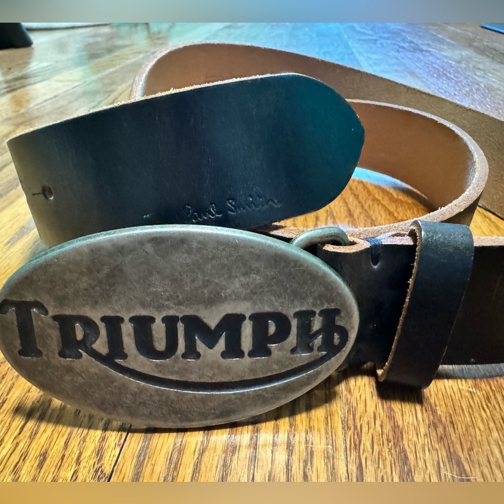 Vintage Paul Smith Leather Belt Excellent Condition With Triumph Buckle